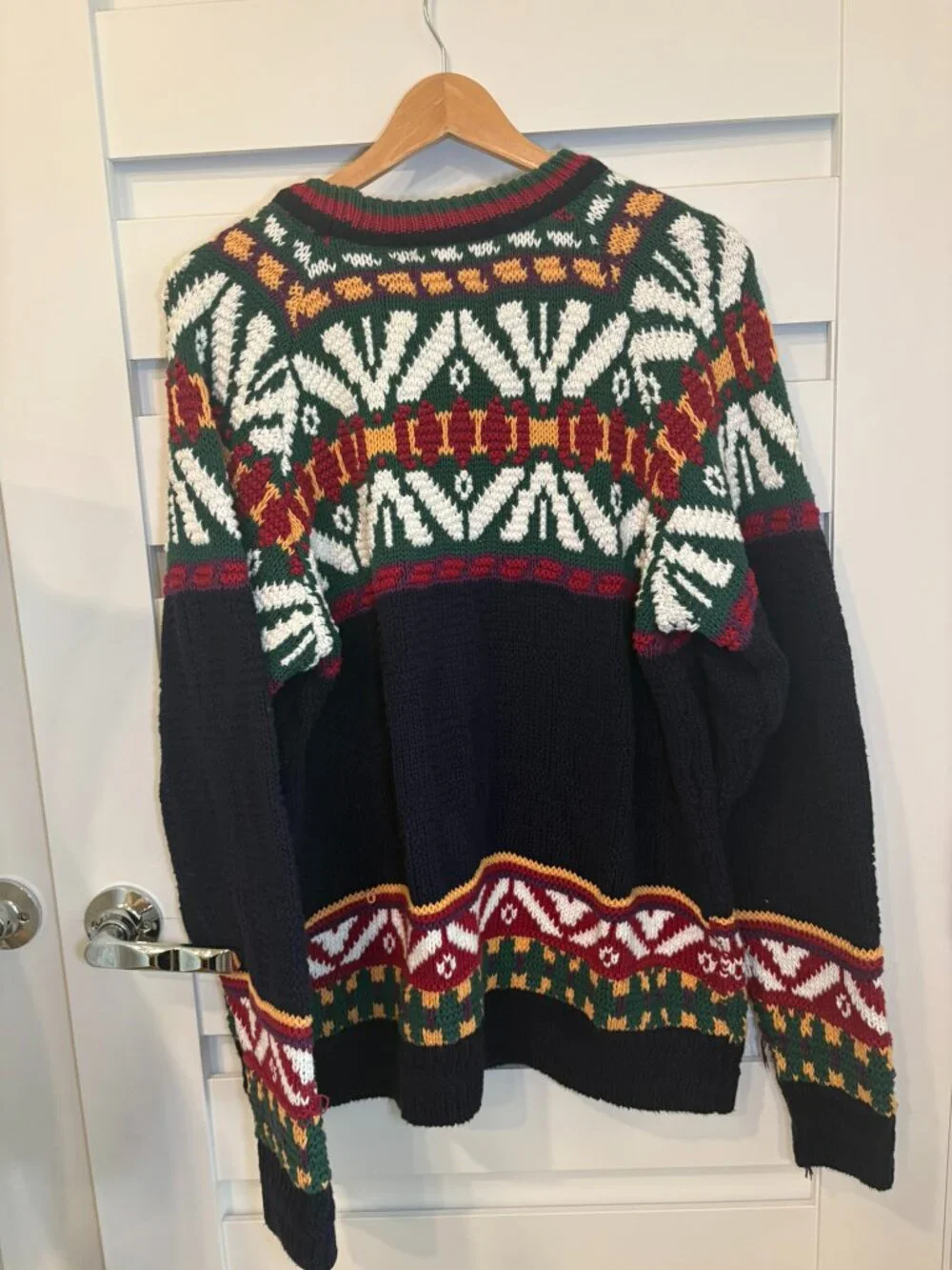 Vintage Ralph Lauren Chaps 90s Fair Isle Cotton Academia Apres Ski Sweater L